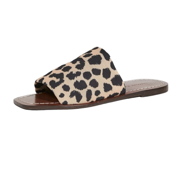 Loeffler Randall Daria Stretch Square Toe Slides In Leopard Dark Brown Size 10 - Picture 6 of 13
